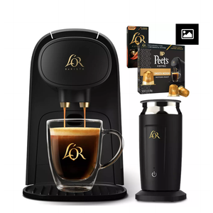 L OR Barista System Coffee and Espresso Machine with Milk Frother and 20 Capsules