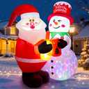 Meland 7FT Christmas Inflatable Outdoor Decoration, Inflatable Santa and Snowman Toasting with Light, Rotating Colorful LED, Blow Up Holiday Yard Decor for Family, Lawn, Garden & Christmas Party Cheer