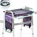 Walker Tray for Folding Walker with Cup Holder, Detachable Tray for Walker, Walker Accessories for Senior with Non-Slip Mat, Universal Fit for Meals, Drinks, Reading,Laptop (Purple with Side Pockets)