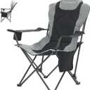 Camping Chairs, Portable Camp Chairs for Heavy People with Adjustable Angled Backrest, Outdoor Folding Camping Chairs for Outside Supports up to 350lbs, Carry Bag Included (1 PC, 86015)