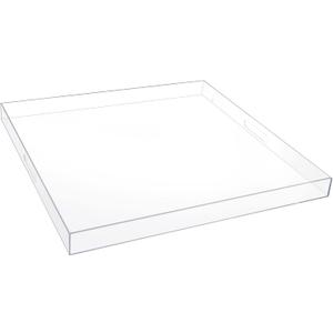 24×24 Inch Clear Acrylic Serving Tray with Handles Extra Large Ottoman Tray Decorative Tray Spill-Proof Coffee Table Space Saver Oversize Counter top Organizer Platter with Safe Edge