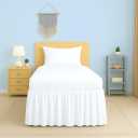 2025 Upgraded Twin XL Dorm Bed Skirt White | 100% Cotton Blend Bed Skirt with 32" Drop for College Dorm Rooms and Extra Long Twin Beds