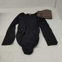 OQQ Womens 2 Piece Bodysuits Long Sleeve Square Neck Ruched Stretch Fitted Bodysuits (X-Large, Black,tea Leaf)