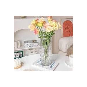 ROYUEXT Glass Vase,Clear Glass Cylinder Posy,12inch Tall Crystal Flower Vase for Flowers Floral Arrangement for Centerpieces Living Room Entryway Mantle Wedding Office(H:12" D:4"