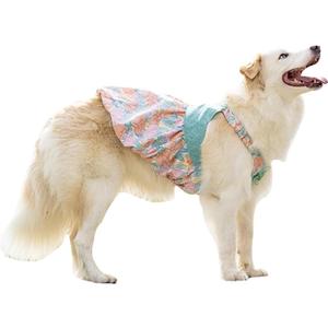 FLAdorepet Dog Dress for Large Dogs Girls,Floral Dog Wedding Dress Birthday Easter Dresses,Spring Summer Dog Clothes for Bulldog Labrador Rottweiler (Pink, 9XL(Chest 41.7inch))
