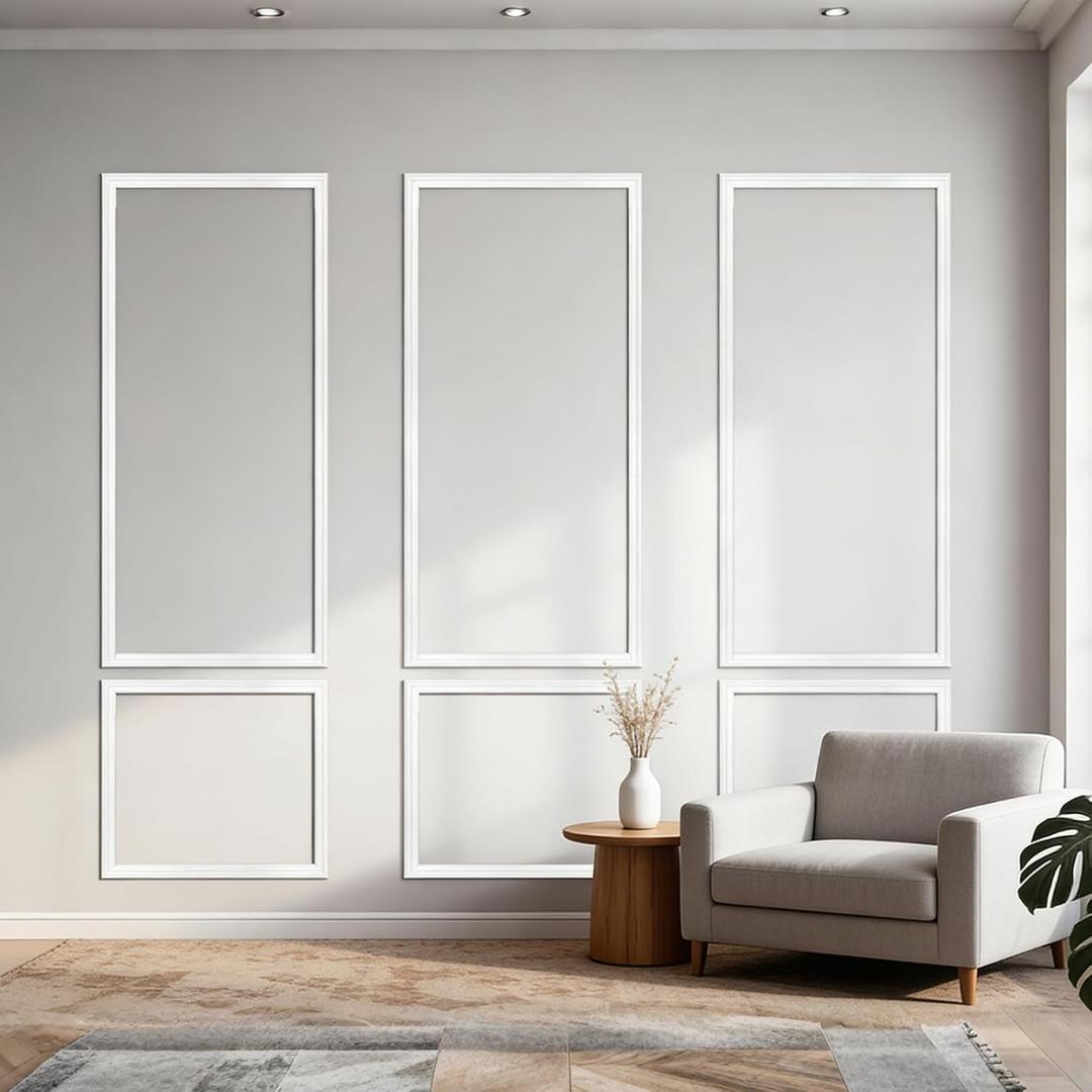Pre-Cut Wall Molding Set, Decorative Wall Trim Kit 30 Piece, Ready-to-Assemble Wainscoting Panels Interior Wall Molding for Home Office Living Room Bedroom Decor
