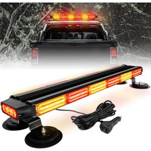 ASPL 26inch 126 LED Rooftop Emergency Strobe Lights Bar Double Side Flashing Safety Warning Traffic Advisor Light Bar Hazard Snow Plow Light for Work Trucks Vehicles Construction Tow Pickup(Amber/Red)