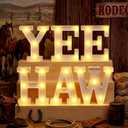 Honoson 6 Pcs Western Party Decorations Yee Haw LED Light up Sign West Neon Birthday Table Decorations for Cowboy Cowgirl Western Themed Birthday Baby Shower Party Decor, 6.42 inches