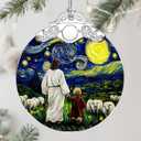 Jesus & Child Starry Night Stained Glass Ornament  Religious Christmas Ornament, Christian Christmas Decoration, Religious Gifts for Her or Him, Gifts for Christians, Friends or Loved Ones