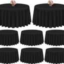 Showgeous 8 Pack Black Round Tablecloth 120 Inch Polyester Table Cloth for Tables - Washable Decorative Fabric Covers for Wedding, Dining, Party, Banquet, Buffet