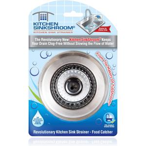 Kitchen SinkShroom Revolutionary Clog-Free Stainless Steel Sink Strainer, Chrome gray (1-(Pack))