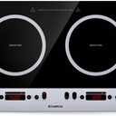 CAMPLUX RV Induction Cooktop 2 Burners 1800W, Electric Cooktop 120V Plug in, Portable Induction Stove with Sensor Touch, Timer, Safety Lock, Countertop/Built-in for RV, Mini Kitchen or Apartments