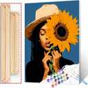 Tucocoo Fashion Black Girl Paint by Number Kits Canvas Acrylic Paint DIY Oil Painting for Kids, Students, Adults Beginner with Brushes and Acrylic African American Woman Girl 16x20 Inch (DIY Frame)