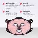 Hooga Red Light Therapy Mask LED Face & Neck Light Therapy Mask Set, 630nm 660nm Red & 850nm Near Infrared, Tri Chip LEDs, Rechargeable, Adjustable Comfortable Fit