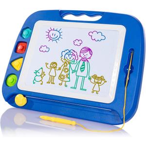 SGILE Large Magnetic Drawing Board - 4 Colors 1613in Writing Painting Doodle Pad with 4 Stamps for Toddlers, Learning Educational Toy Etch Sketch Gift for 36+ Month Kids Girls Boys, Blue