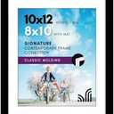 Americanflat 10x12 Picture Frame with Shatter-Resistant Glass - Use as 8x10 Frame with Mat or Display 10x12 Photo Without Mat - Signature Collection - Picture Frames for Wall Display - Black