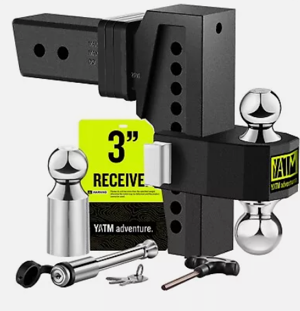 YATM Trailer Hitch,Fits 3-INCH Receiver, 8" Drop/Rise Drop, Chrome Plated Steel (3inch-8drop)