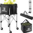YooKoo Sturdy Tennis Ball Hopper Holds 200 Balls, Lightweight Tennis Ball Basket, Easy to Use Without Installation for Tennis Training and Teaching, 33-47"