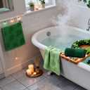 3 Pcs St. Patrick's Day Shamrock Hand Towels Cotton Absorbent Jacquard Green Shamrock Kitchen Towel 3D Seasonal Clover Decor Towels for Bathroom Gift Drying Cleaning Cooking, 14" x 29"