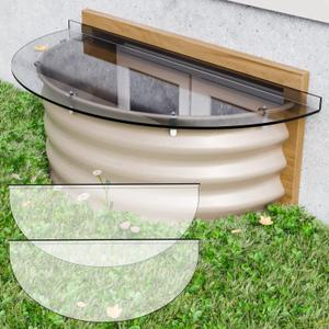 2PCS Polycarbonate Well Covers Outside, Basement/Egress Window Well Cover Clear, All-Weather Against Debris, UV Resistant, Tear-Resistant, Waterproof, Windproof (only Cover)39" X 16"