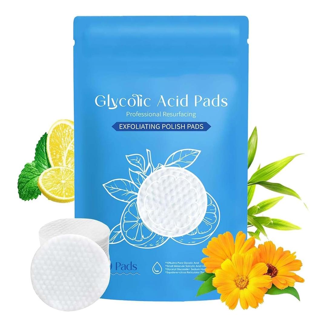 Glycolic Acid Pads 10% Exfoliating Pad for Face,Exfoliating Pads with Salicylic Toner Pad With Acid Aloe Vitamin E Deep Cleaning Effect Peeling Gentle for Sensitive Skin-40 (1pc), EXP 25/10/2027