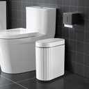 ELPHECO Bathroom Garbage Can with Lid 2 Gallon Small Sensor Garbage Can, Slim Smart Garbage Bin, Waterproof Automatic Wastebasket, Narrow Plastic Garbage Bin for Bathroom, Black and White