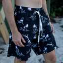 Goodstoworld Mens Swim Trunks with Compression Liner 9'' Inseam Quick Dry Swimsuit Shorts M-3XL (A1 Shark Island)