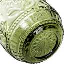 Hacaroa Set of 6 Vintage Drinking Glasses, 12 Oz Green Colored Glassware Floral Embossed Water Glasses, Decorative Beverages Tumblers for Cocktail, Whiskey, Beer