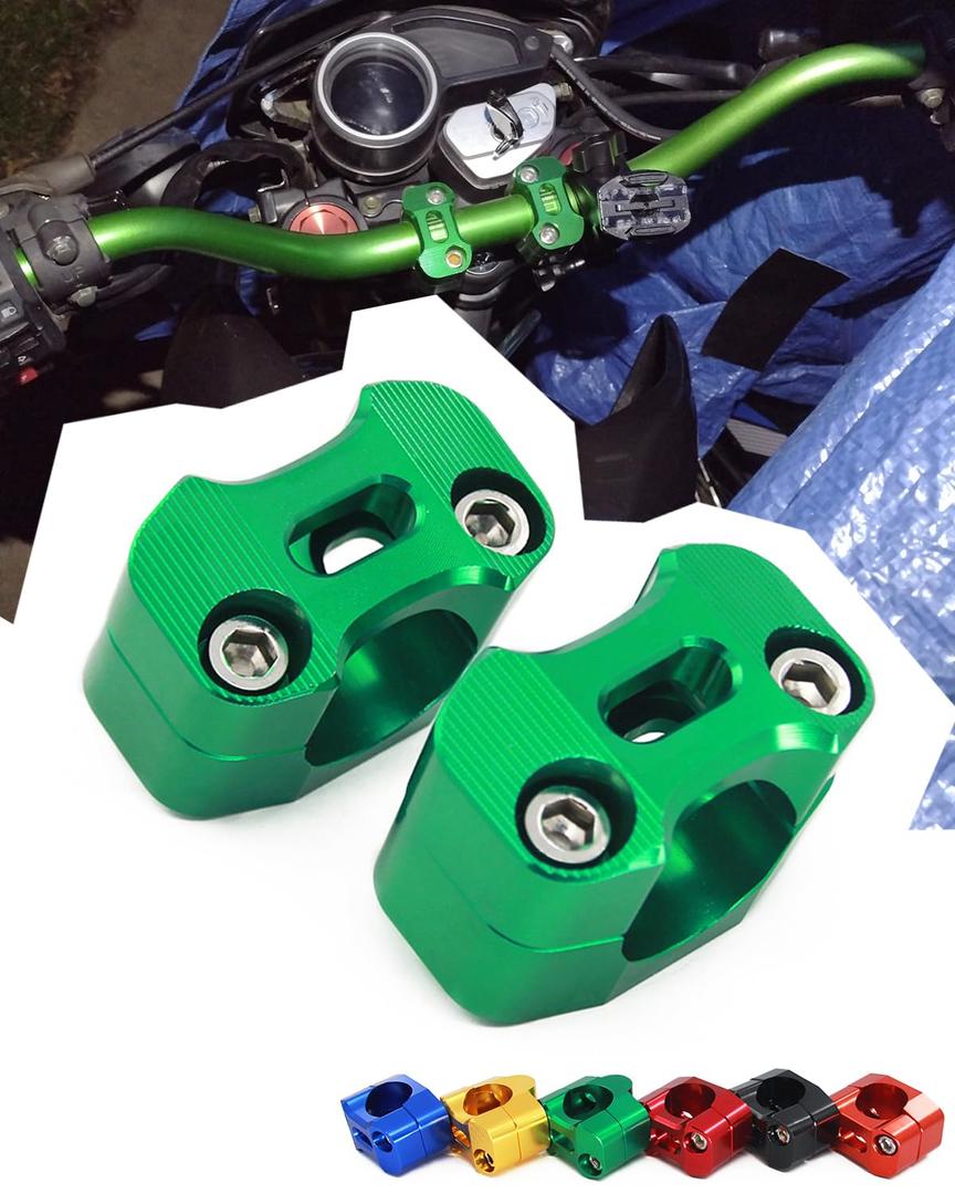 1 1/8" 28MM CNC Motorcycle Handlebar Riser Clamp Universal Bar Mount for Most Dirt Bike, Motorcycle, Green
