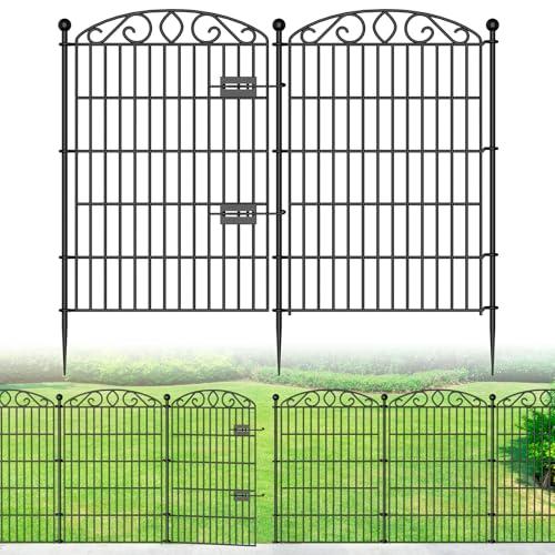 12 Panel Garden Fence with Gate - 36in H x 25.2ft L, No Dig Rustproof Metal Tall Animal Barrier for Dogs Rabbits, Decorative Outdoor Border for Yard, Patio, and Flower Beds