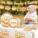 142pcs Little Pumpkin First Birthday Decorations for Girl, Our Little Pumpkin is Turning One Tableware, Floral Pumpkin First Birthday Plates Napkins Cups for Fall Autumn Thanksgiving Party Supplies