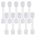 Goodv Child Safety Cabinet Locks - (10 Pack) Baby Proofing Latches to Drawer Door Fridge Oven Toilet Seat Kitchen Cupboard Appliance Trash Can with 3M Adhesive - Adjustable Strap No Drill No Tool (White)