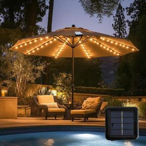 Patio Umbrella Lights 120 LED Cordless Waterproof Lights for Outdoor Umbrella Solar Powered Parasol Ambient Lighting for 7-11 Feet Backyard Pool and Beach Umbrella Dcor (Warm White)