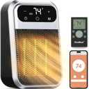 GiveBest WIFI 800W Wall Outlet Space Heater with Remote,LED Display Small Plug in Electric Heater with Adjustable Thermostat and Timer for Home Office Bathroom Indoor Use