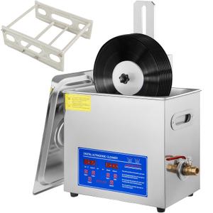 VEVOR Sonic Cleaner, 6L Ultrasonic Vinyl Cleaner 7-12 Inch, 8 Records Ultrasonic Vinyl Cleaning Machine, 180W Ultrasonic Records Cleaner with Drying Rack for Home Store