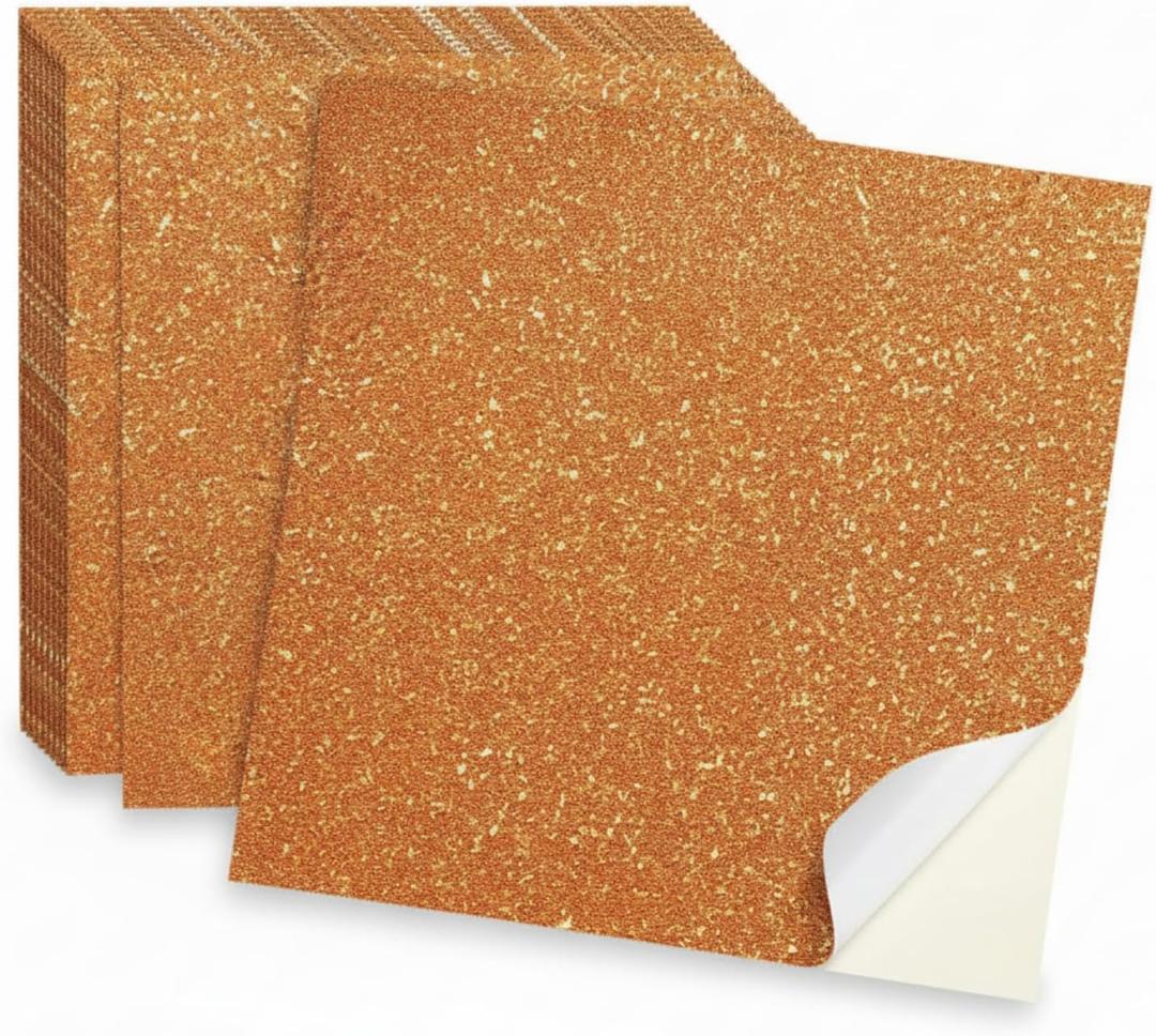 Dunzoom 25 Pcs Glitter Graduation Cardstock Paper Self Adhesive Graduate Grad Cap Decorations 9.8x9.8 Inch 250gsm Thick Pastel Sparkly Card Stock Construction Paper for Cap Topper DIY Hat(Orange)