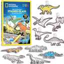 National Geographic Kids Stained Glass Kit - Glow in The Dark Dinosaur Toys, Kids Arts and Crafts Set, Window Sun Catchers, Kid Crafts Ages 4-8, Window Art Craft Kit, Suncatcher