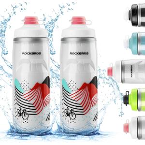 ROCKBROS Bike Water Bottle 21oz Bicycle Water Bottle for 5hrs Insulation Sports Squeeze Water Bottle with Leakproof Design