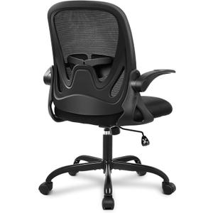 Primy Office Chair Ergonomic Desk Chair with Flip up Armrests Swivel Breathable Desk Mesh Computer Chair with Adjustable Lumbar Support and Height for Conference Room (Black)