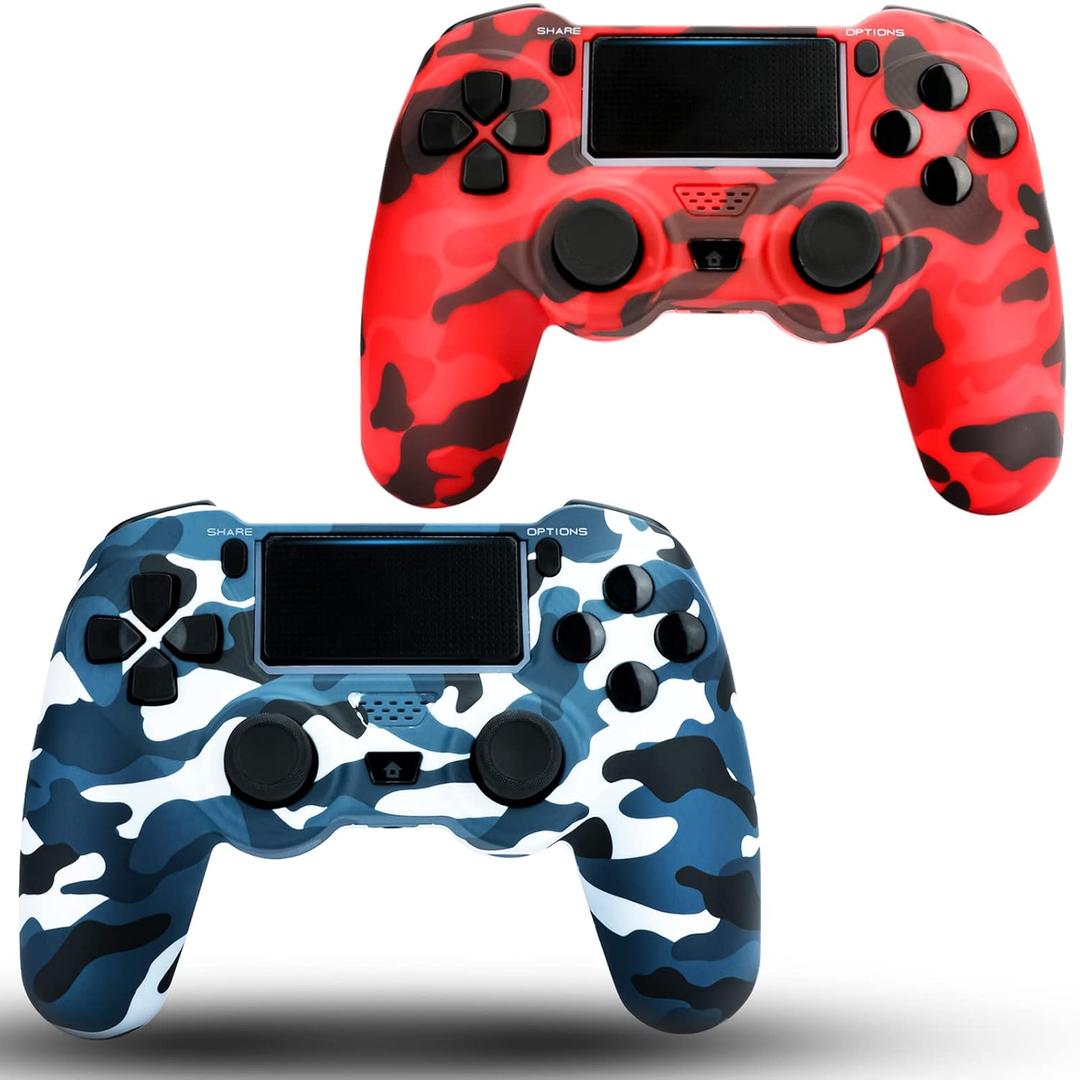 ZeroStory 2 Pack Wireless Controller For PS4/Pro/PC, Gamepad with USB Cable/1000mAh Battery/Dual Vibration/6-Axis Motion Sensor/3.5mm Audio Jack/Multi Touch Pad/Share Button (Red and Blue)