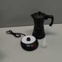 Black Aluminum Electric Moka Pot, 3 or 6 Cups Espresso Maker with Dose Reduction Plate