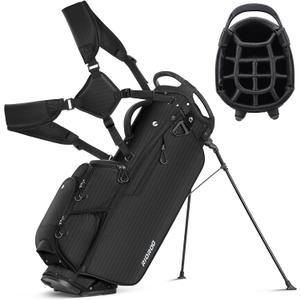 14 Way Golf Stand Bag, Men Women Lightweight Golf Bag with Individual Full-Length Dividers, 9 Tactical Pockets, Cooler Pocket, Rain Cover Ergonomic Dual Strap for Easy Carry