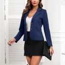 ELLEVEN Women's Casual Stretchy Knit Blazer,Lightweight Slim Fit Jackets Long Sleeve Business Suit with Pockets, M
