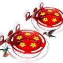 Kingsyard 2 Pack Window Hummingbird Feeders with Ant Moat, Strong Suction Cup Hummingbird Feeder for Outdoors - 8 Oz Leak Proof & 5 Bee Proof Feeding Ports, Red