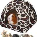 Guinea Pig Bed Rabbit Hideout Warm Fleece Cuddle Cup Washable Winter Sleeping House for Small Pet/Ferret/Chinchilla/Bunny (Leopard Print Style)