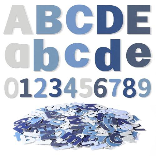 Breling 310 Pieces Felt Letter Bulletin Board Letters Sticker with Number 2" Bulk Self Adhesive ABC Upper Lowercase Sticky Letter for Xmas Gift Bulletin Board Classroom(Blue Color)