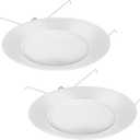 2 Pcs 6 Inch Shower Trim Recessed Light Covers with Albalite Lens White Bathroom Shower Light Covers Can Replacement Waterproof Trim for Ceiling Wet Locations