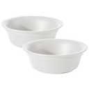 Havniva Ceramic Set of 2 Dog Bowls, 2pcs Basic 1.8 Cup Food or 12.5 oz Water Dishes for Small Dogs, Wide Opening Rounded Edge (2 Bowls, Matt White)