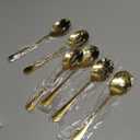 6 Pieces Serving Spoons Set, 8.7 Inch Serving Spoon, Includes 3 Server Spoon and 3 Slotted Spoons, Stainless Steel Buffet Banquet Large Utensils Cutlery Set for Kitchen, Gold