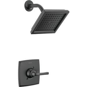 Delta Faucet Geist 14 Series Black Shower Faucet, Shower Trim Kit with Single-Spray Matte Black Shower Head, Shower Faucet Set Complete, Matte Black 142864-BL